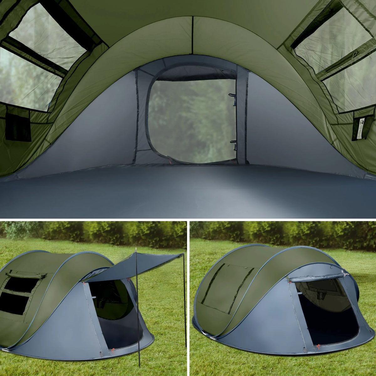 6 Person Pop up Tent 2 Doors Green I807981