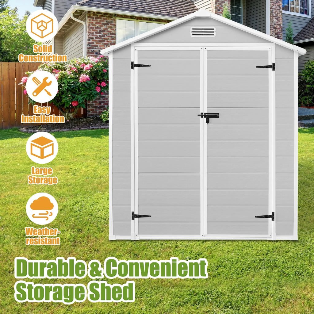 6' x 4.4' Plastic Outdoor Storage Shed with Reinforced Floor Z907