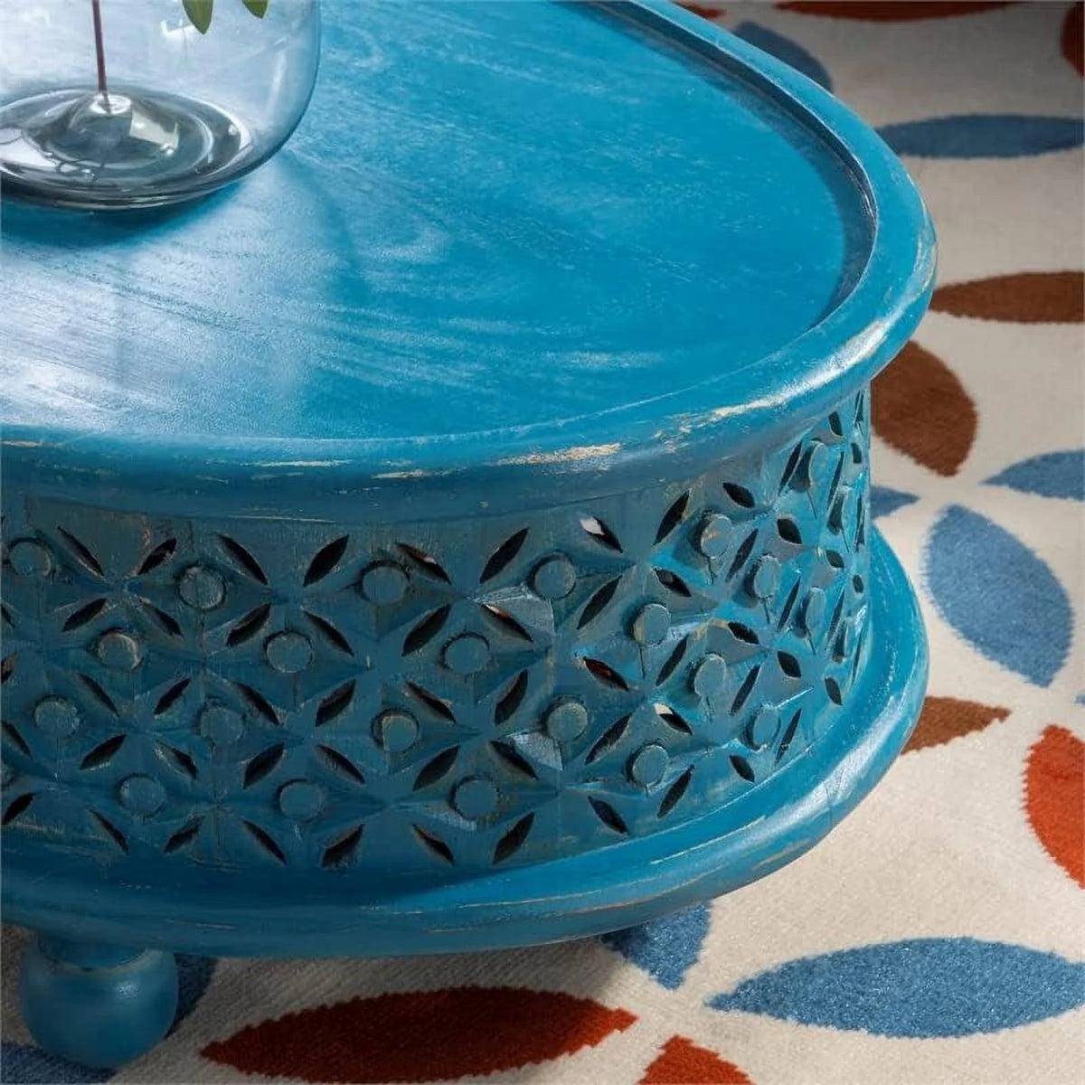 Blue Oval Wood Coffee Table A72797