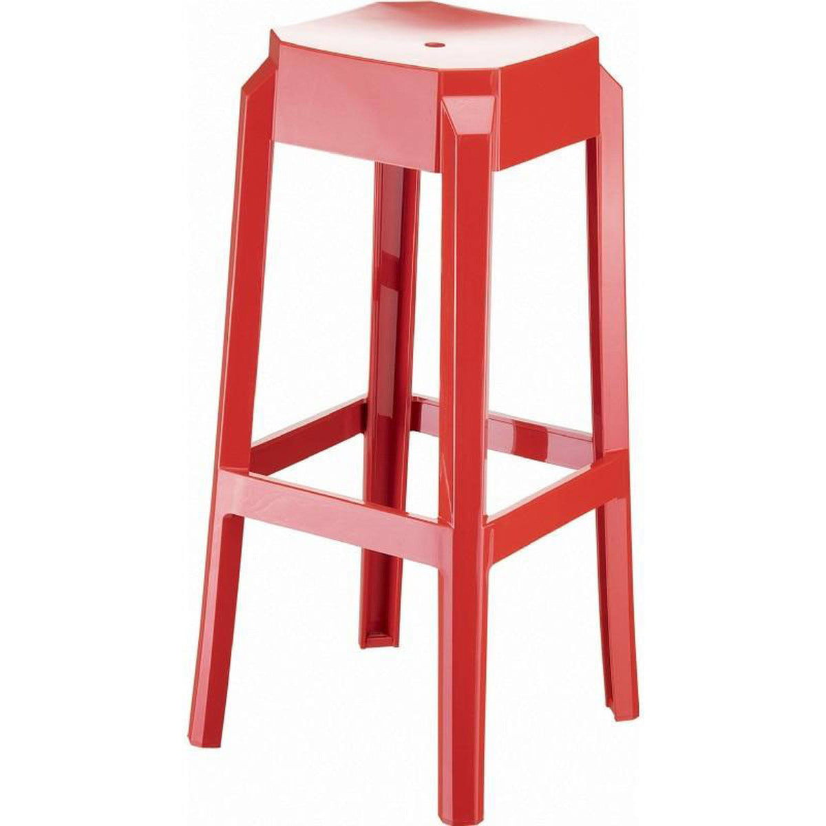 Glossy Red Polycarbonate Counter Stool G52217