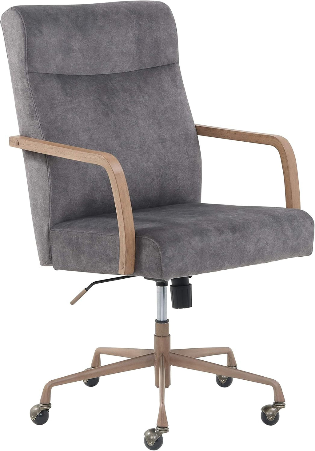 Velvet Height-Adjustable Office Chair with Caster Wheels H45118