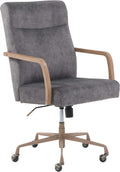 Velvet Height-Adjustable Office Chair with Caster Wheels H45118