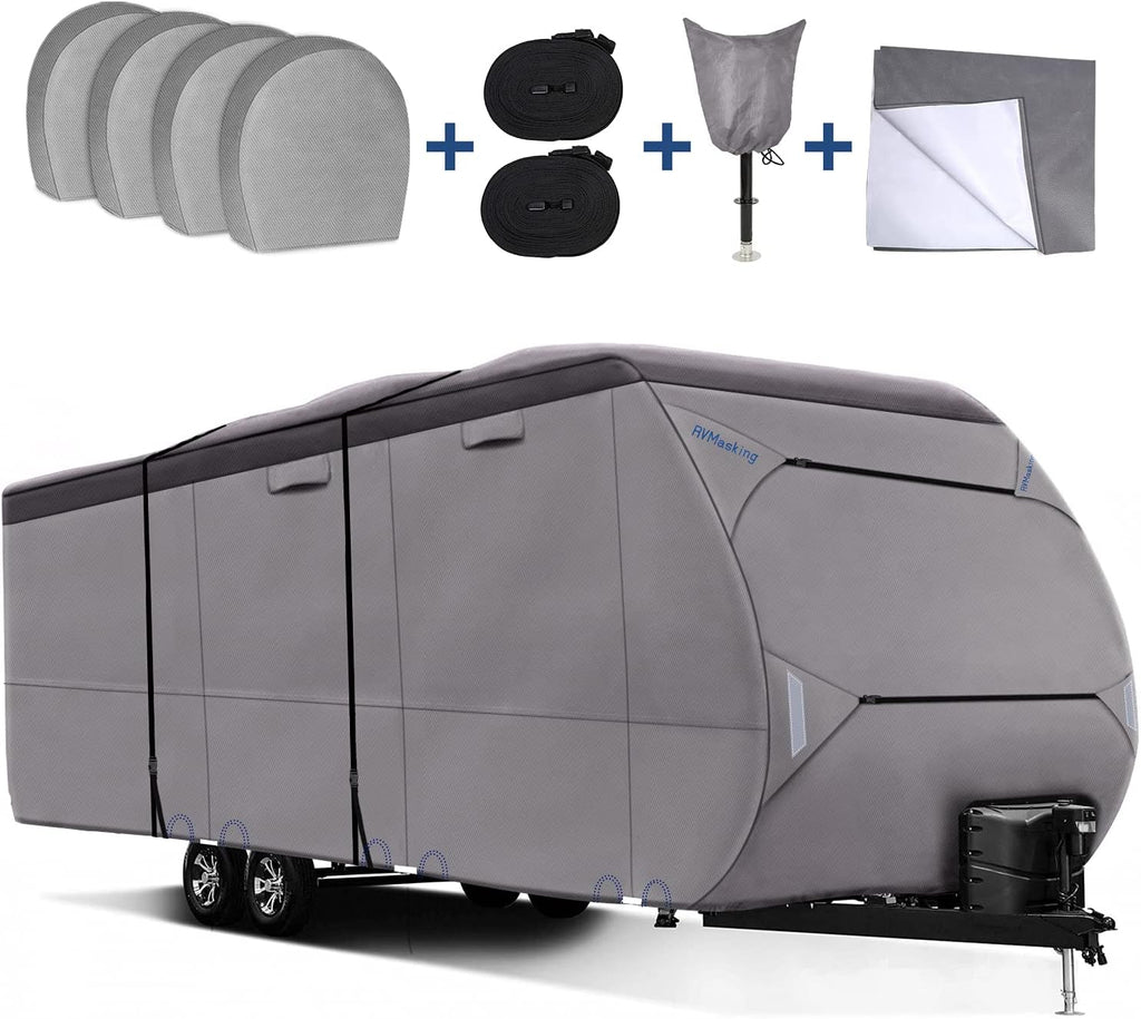 Waterproof 500D Travel Trailer Cover with 4 Tire Covers E63218