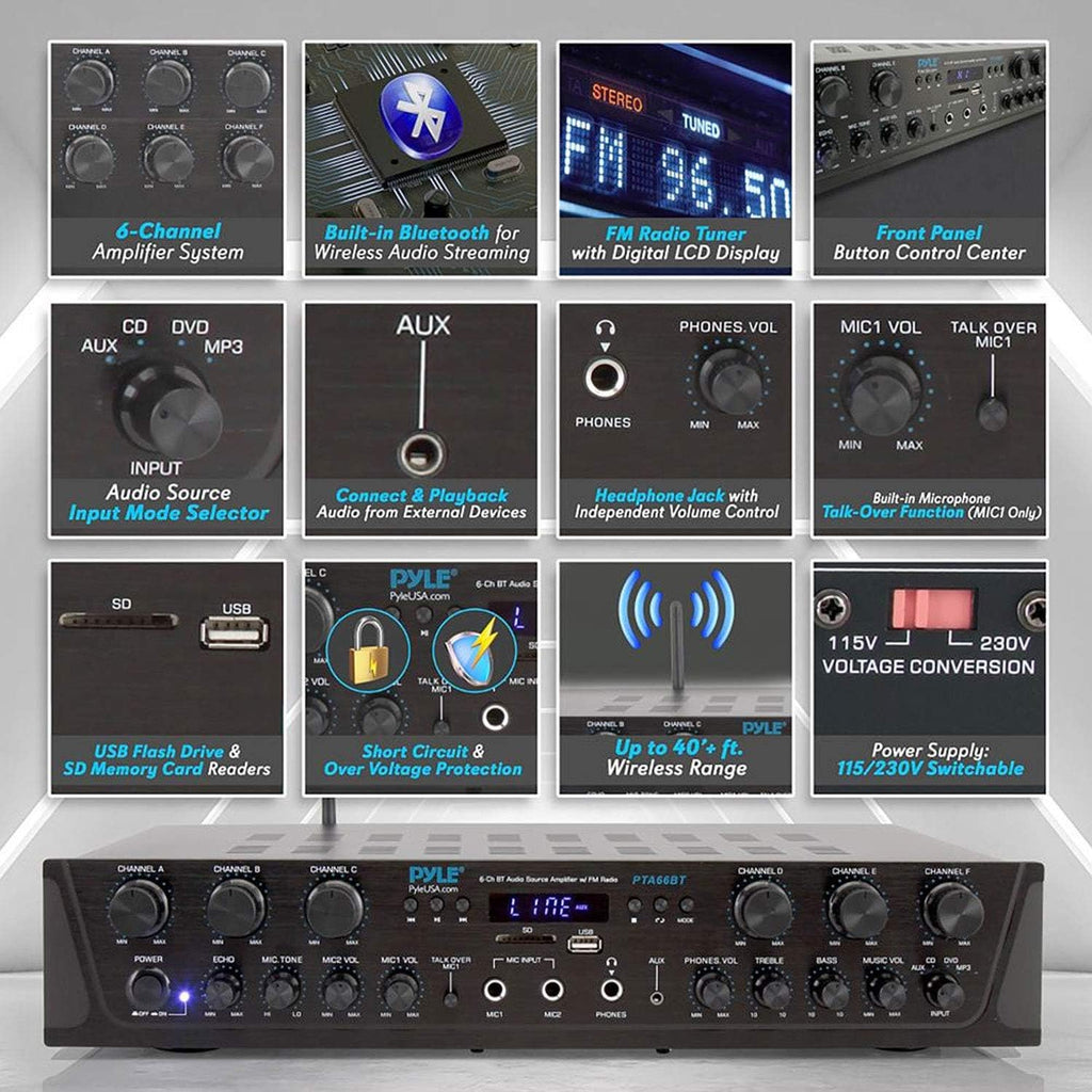 Wireless Bluetooth Stereo Receiver Amp 6 Channel 600Watt L5585