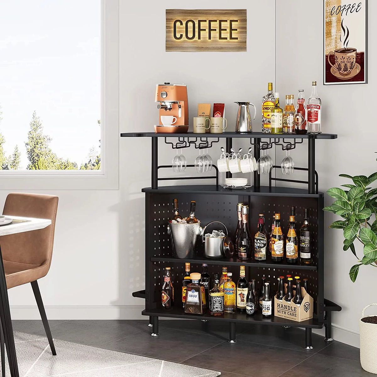3-Tier Liquor Bar Table with Glasses Holder J325