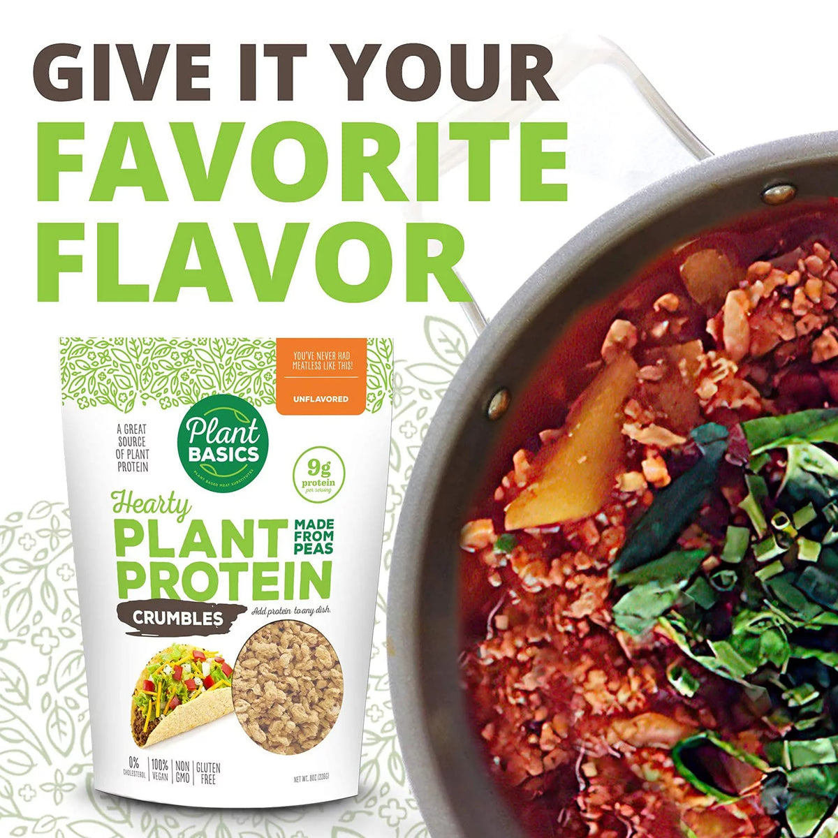 Unflavored Plant Protein Crumbles, 8 oz (Pack of 6) W30478