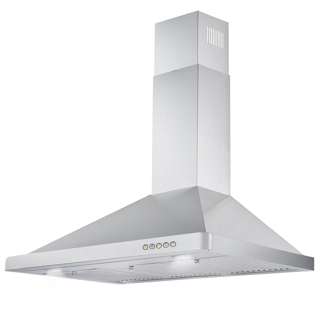 2 Piece Dual Fuel Range and Wall Mount Range Hood Kitchen Appliance Package C8755