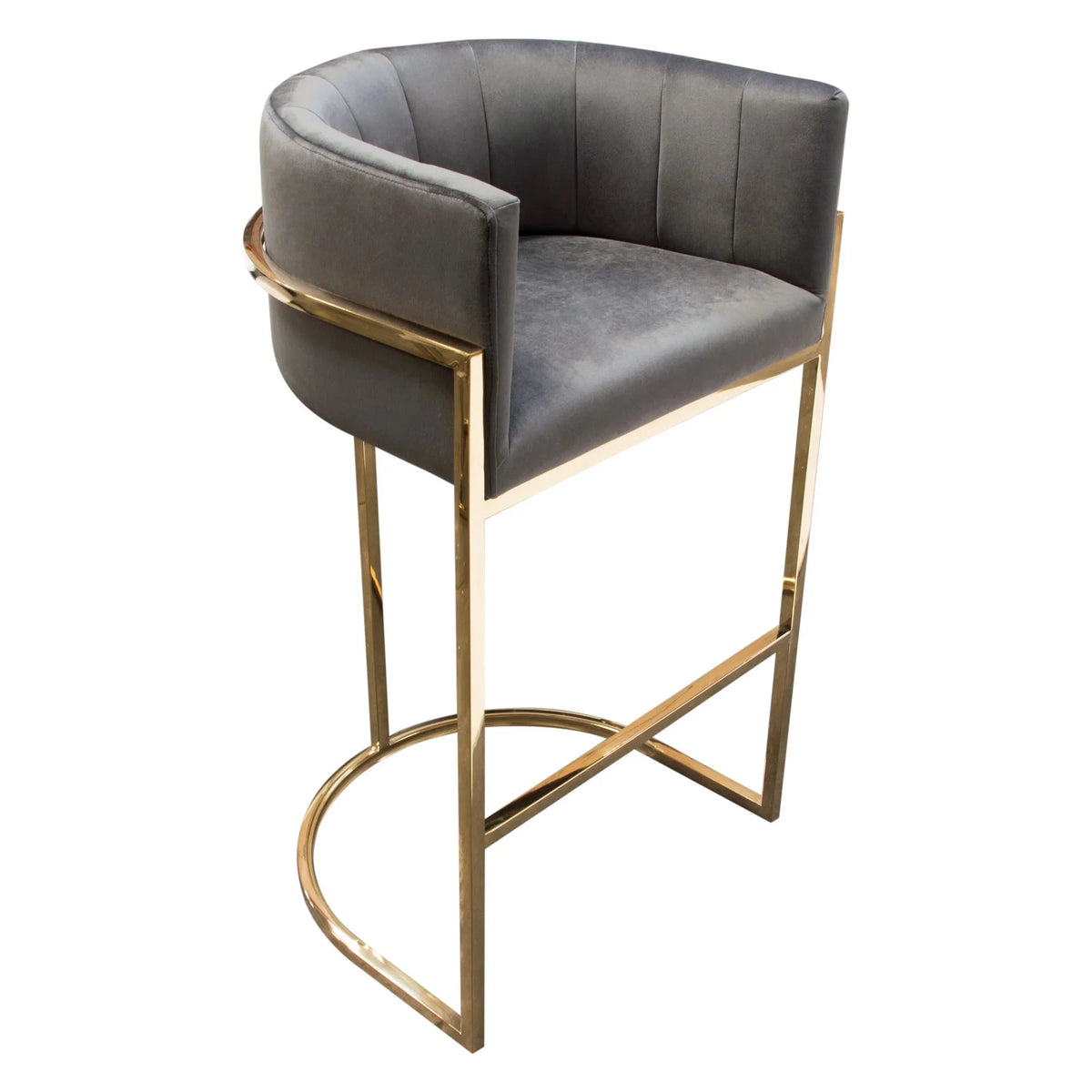 Grey Velvet Bar Height Chair Q42042