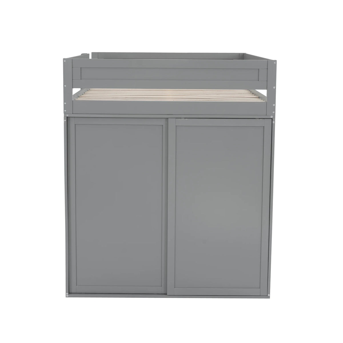 Wood Full Size Loft Bed with Storage Desk, Drawers and Wardrobe O753767