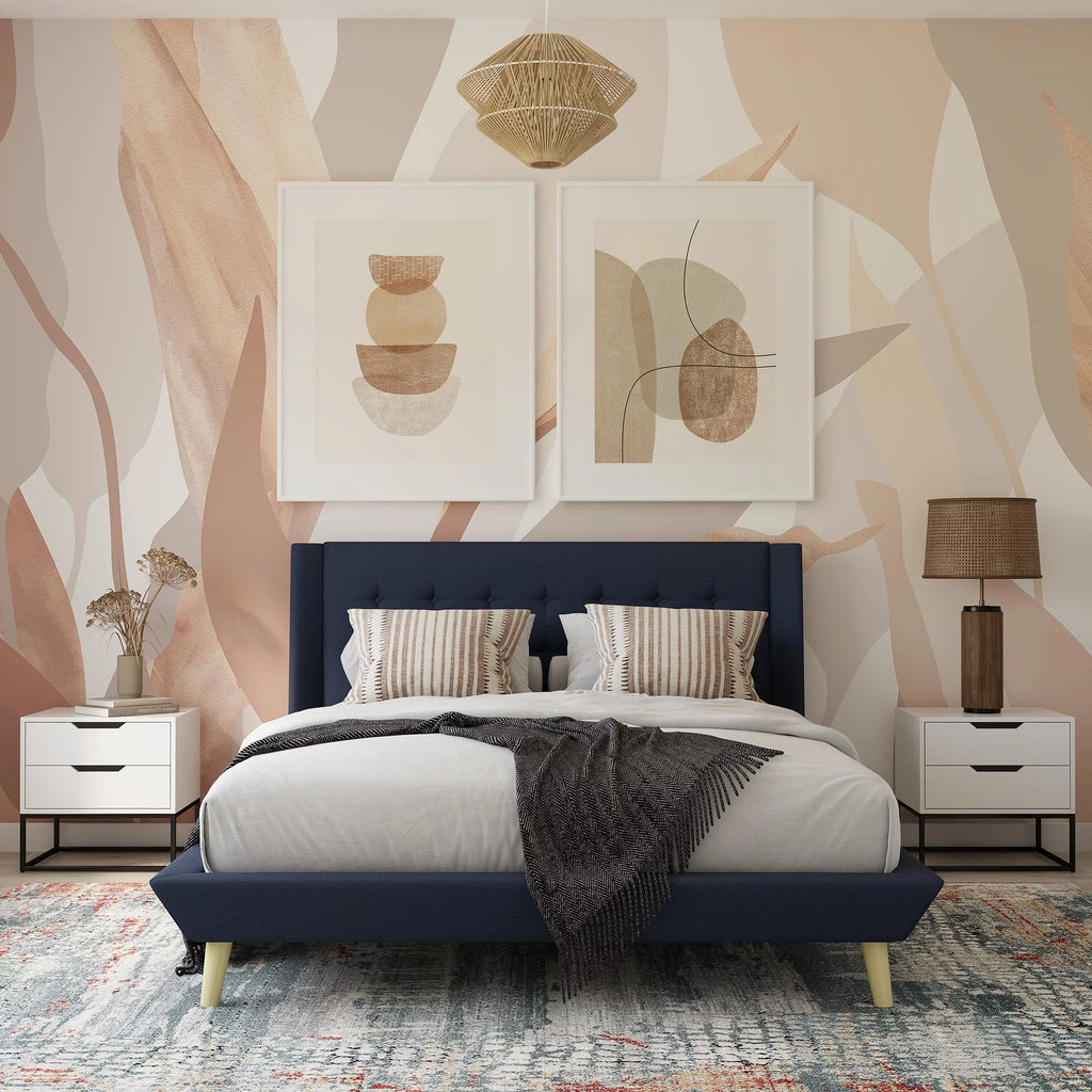 Queen Light Gray Linen Upholstered Bed E107057