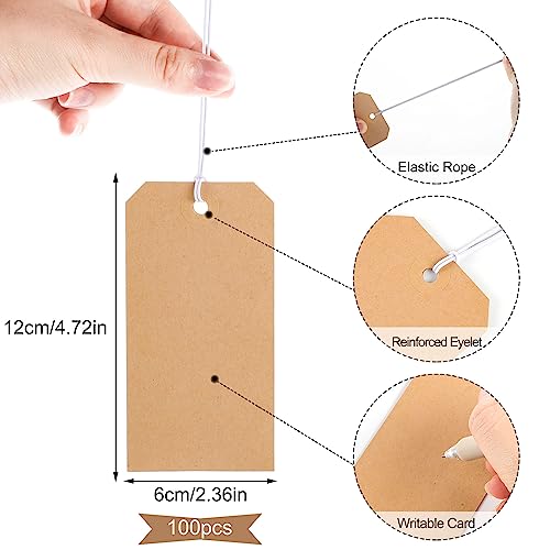 100pcs White Hang Paper Tags with String Attached S5437