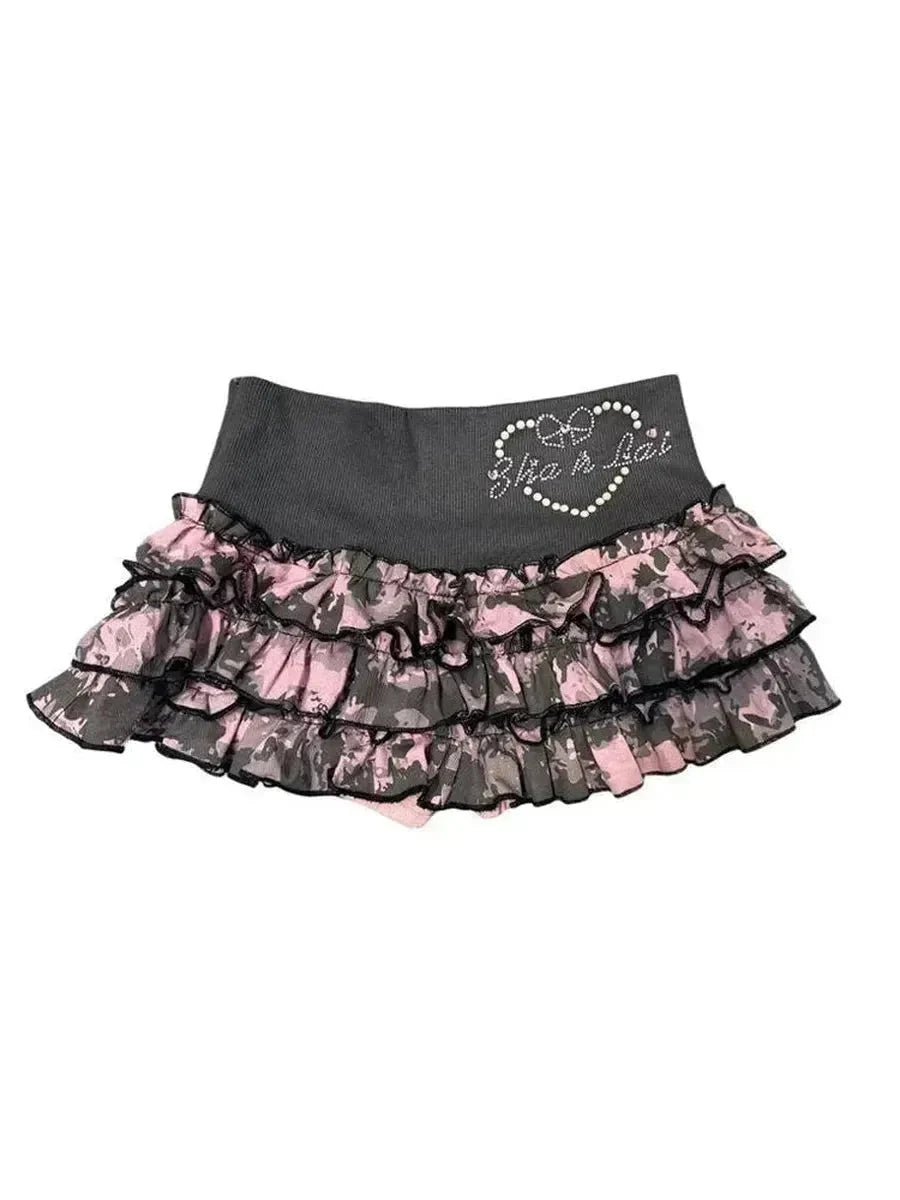 Rhinestone Camouflage Mini Skirt R372969
