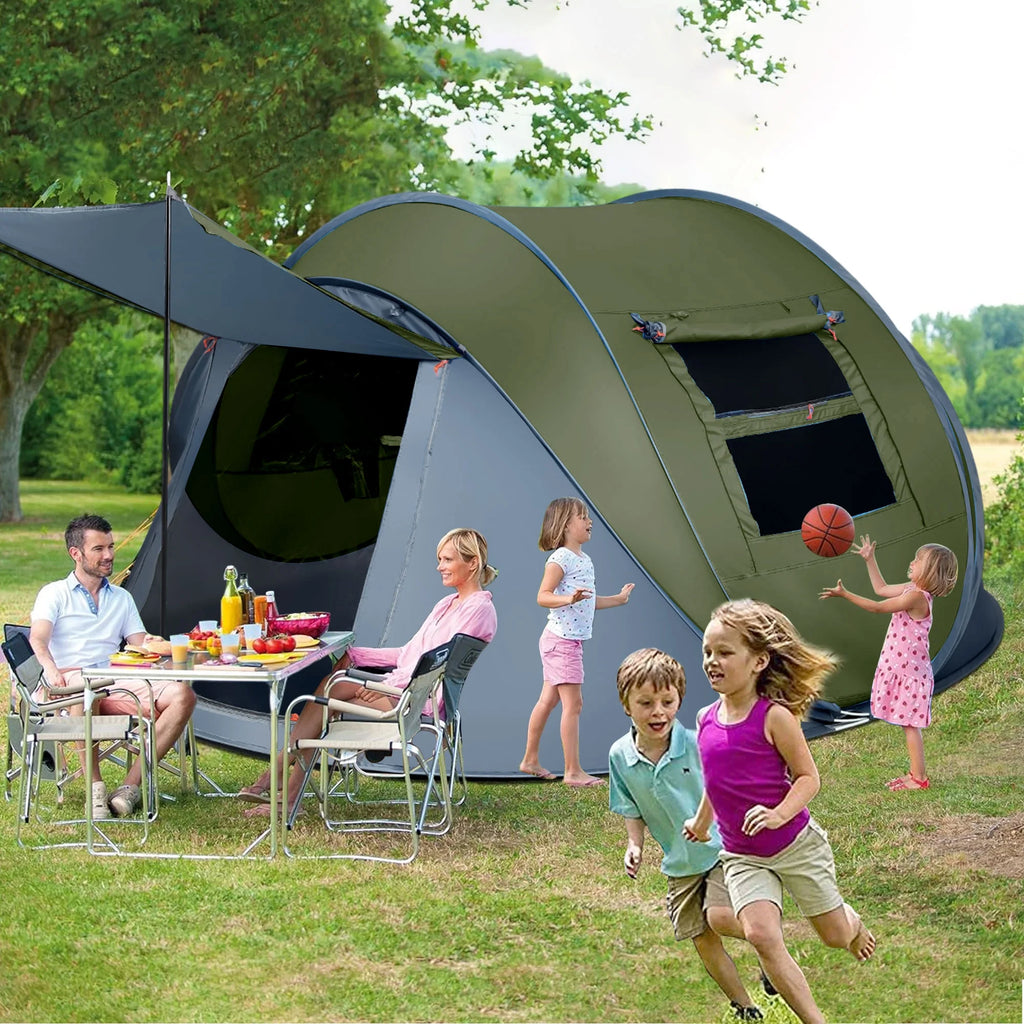6 Person Pop up Tent 2 Doors Green I807981