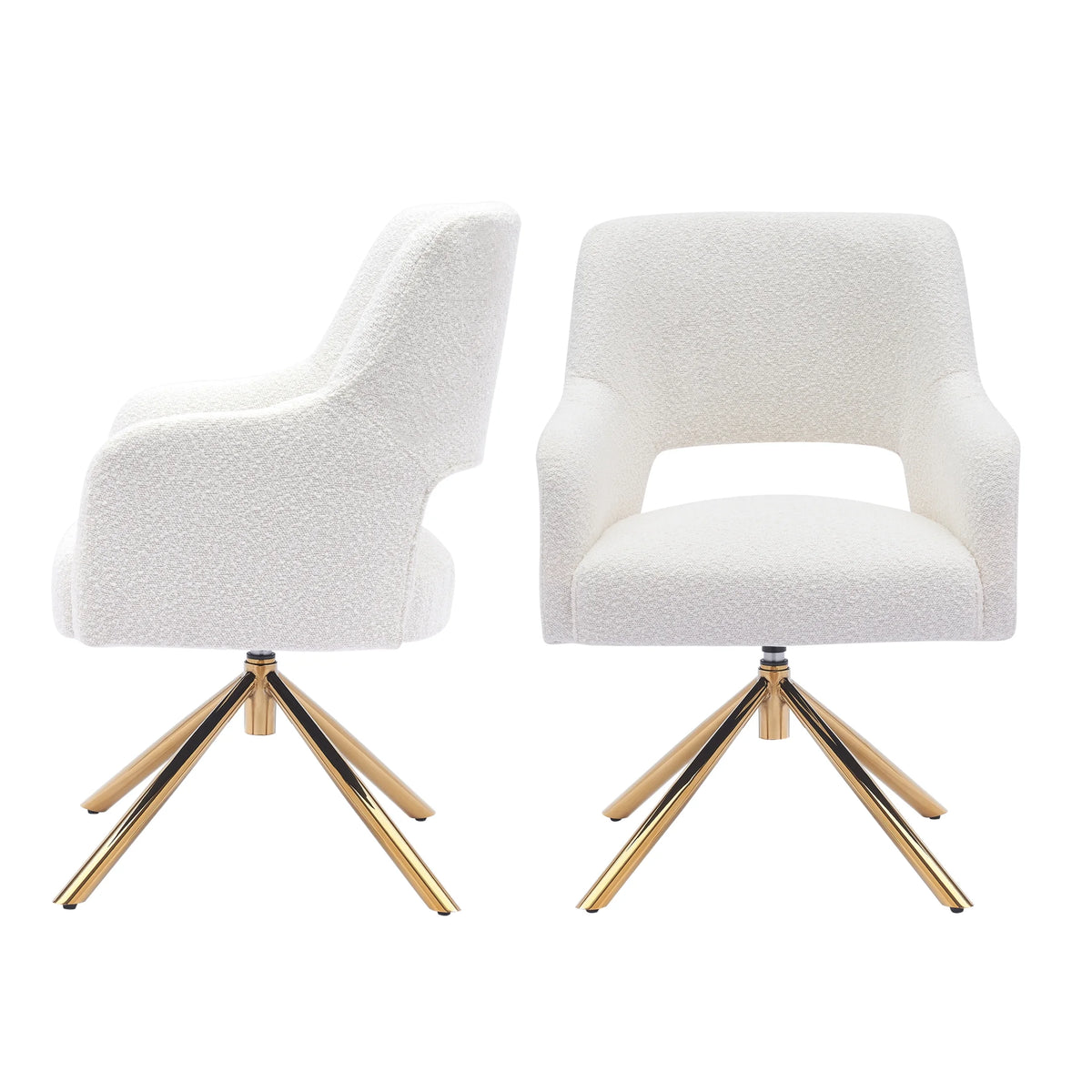 Cream Boucle Swivel Accent Chair Set of 2 L236838