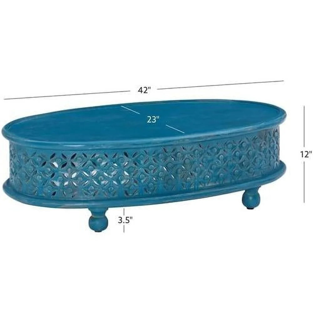 Blue Oval Wood Coffee Table A72797