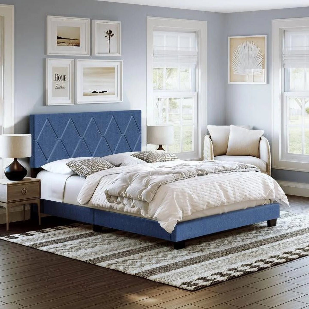 Linen Upholstered Platform Bed F2376
