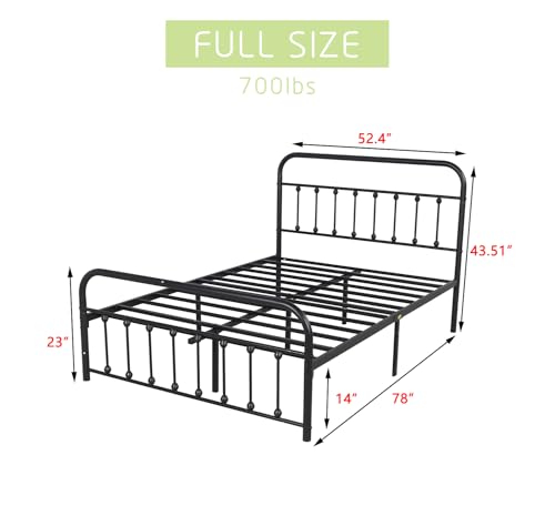 White Metal Full Size Bed Frame with Headboard Footboard T382