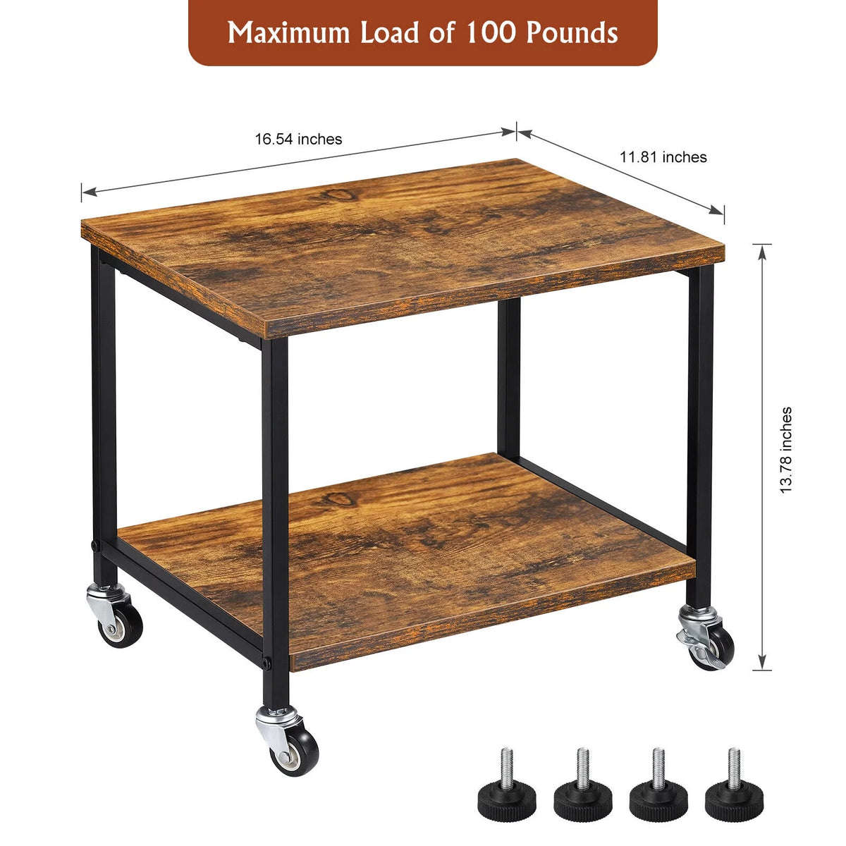 2-Tier Mobile Printer Stand with Wheels R15778