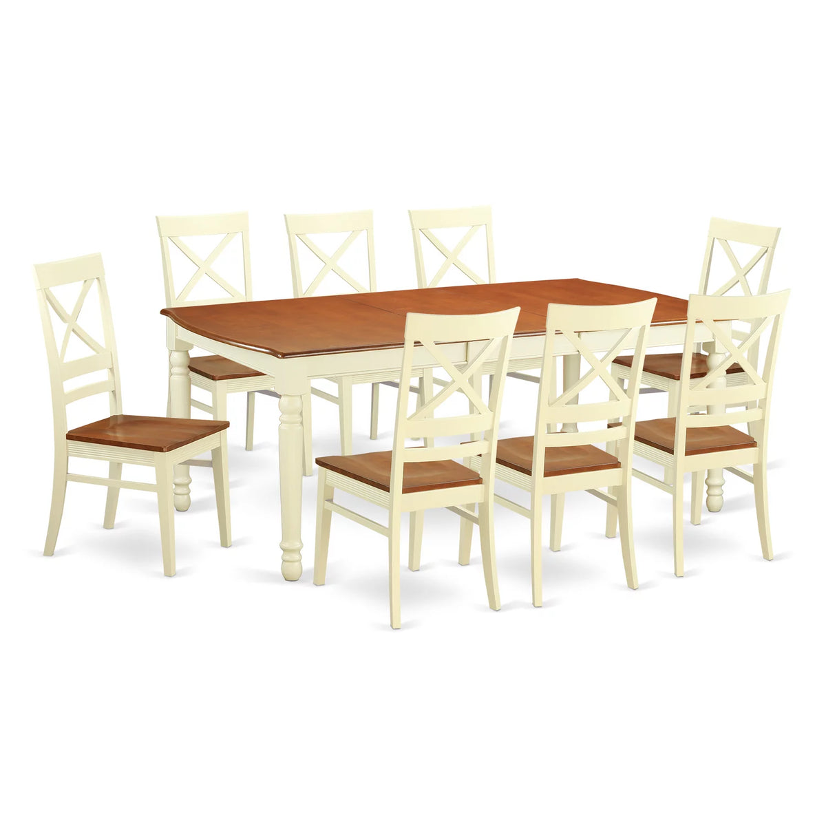 9 Piece Wood Dining Table and Chair Set I768