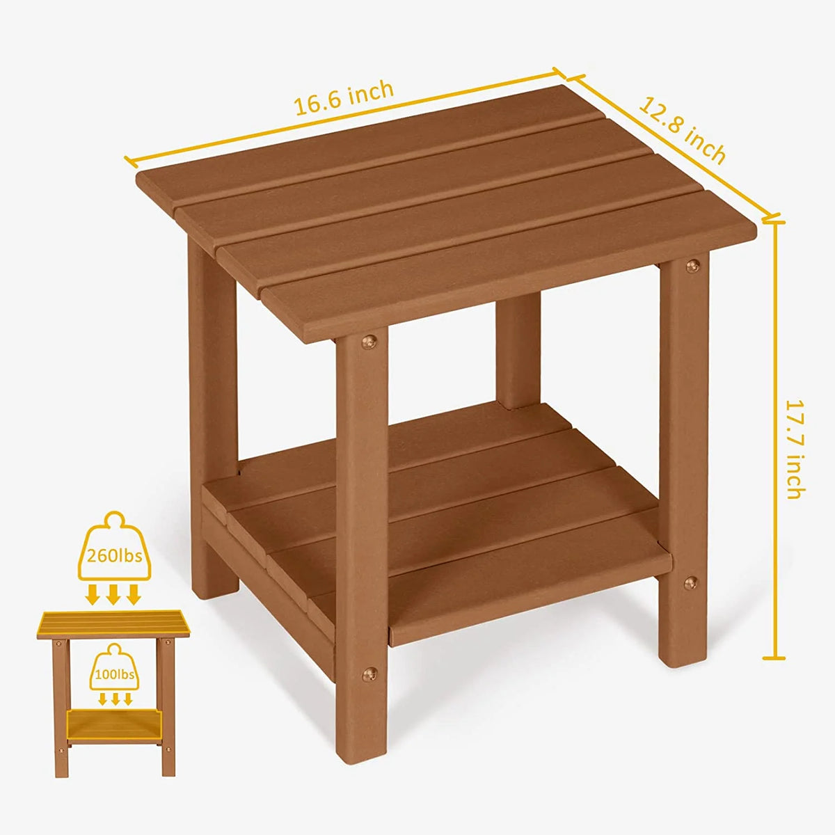 2-Tier HDPE Outdoor Side Table Rectangular Teak O219013