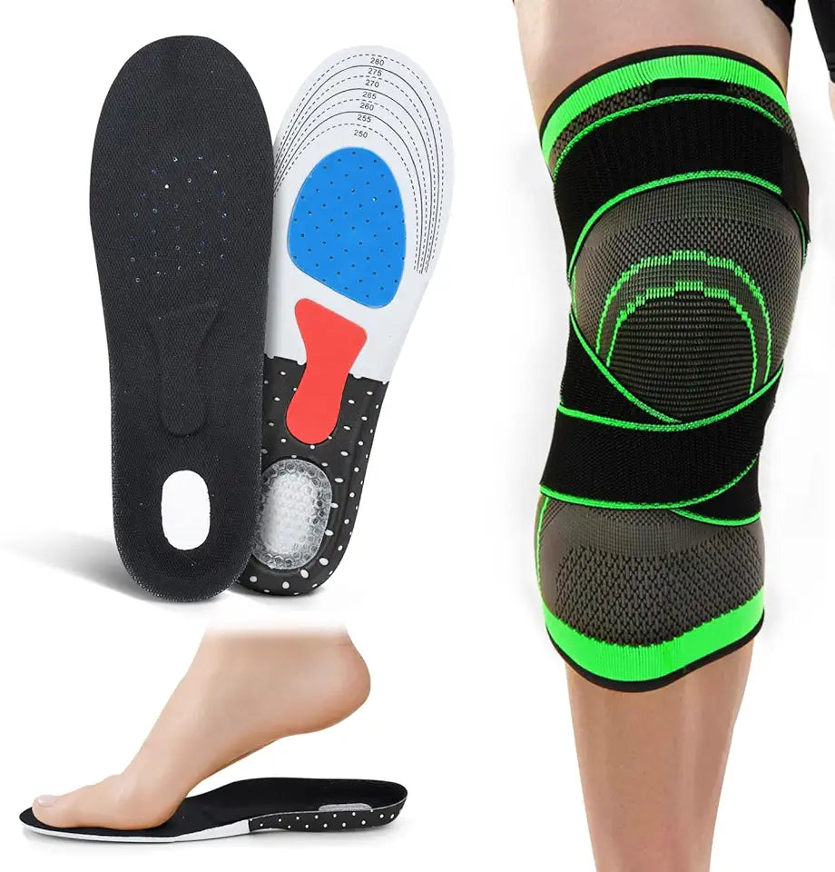 Adjustable Knee Sleeve and Arch Support Insoles Medium Y951