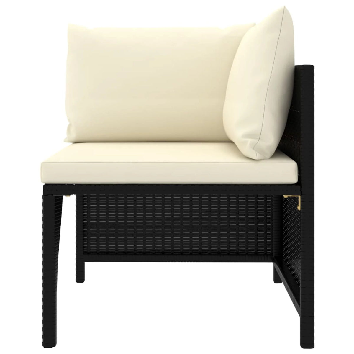 Black Poly Rattan Sectional Corner Sofa with Cushions E937691