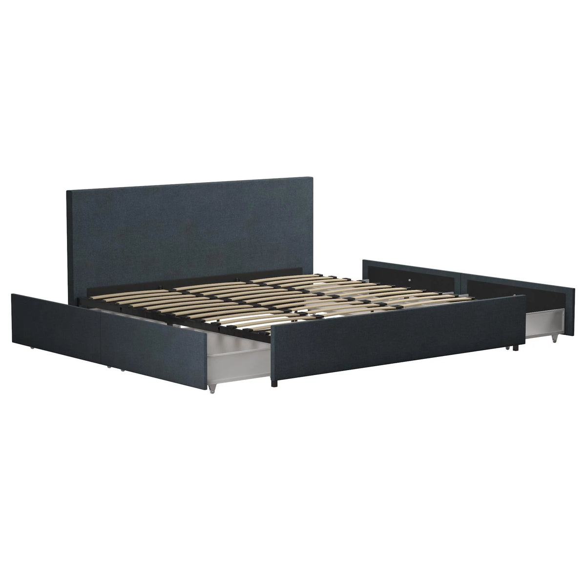 Dark Grey Linen Upholstered Storage Bed Frame A627