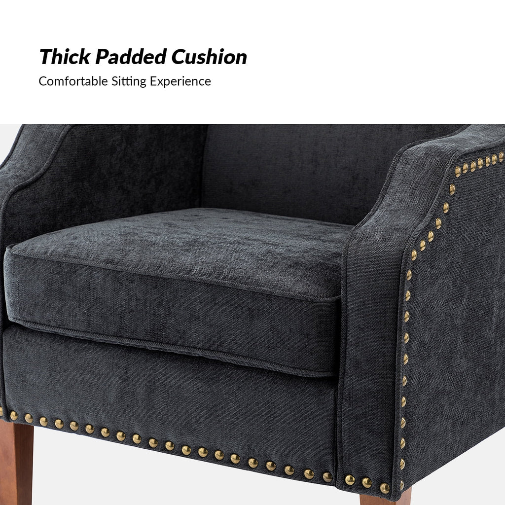 Charcoal Upholstered Wooden Armchairs Set of 2 O1528