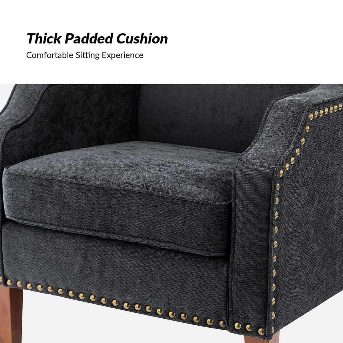 Charcoal Upholstered Wooden Armchairs Set of 2 O1528