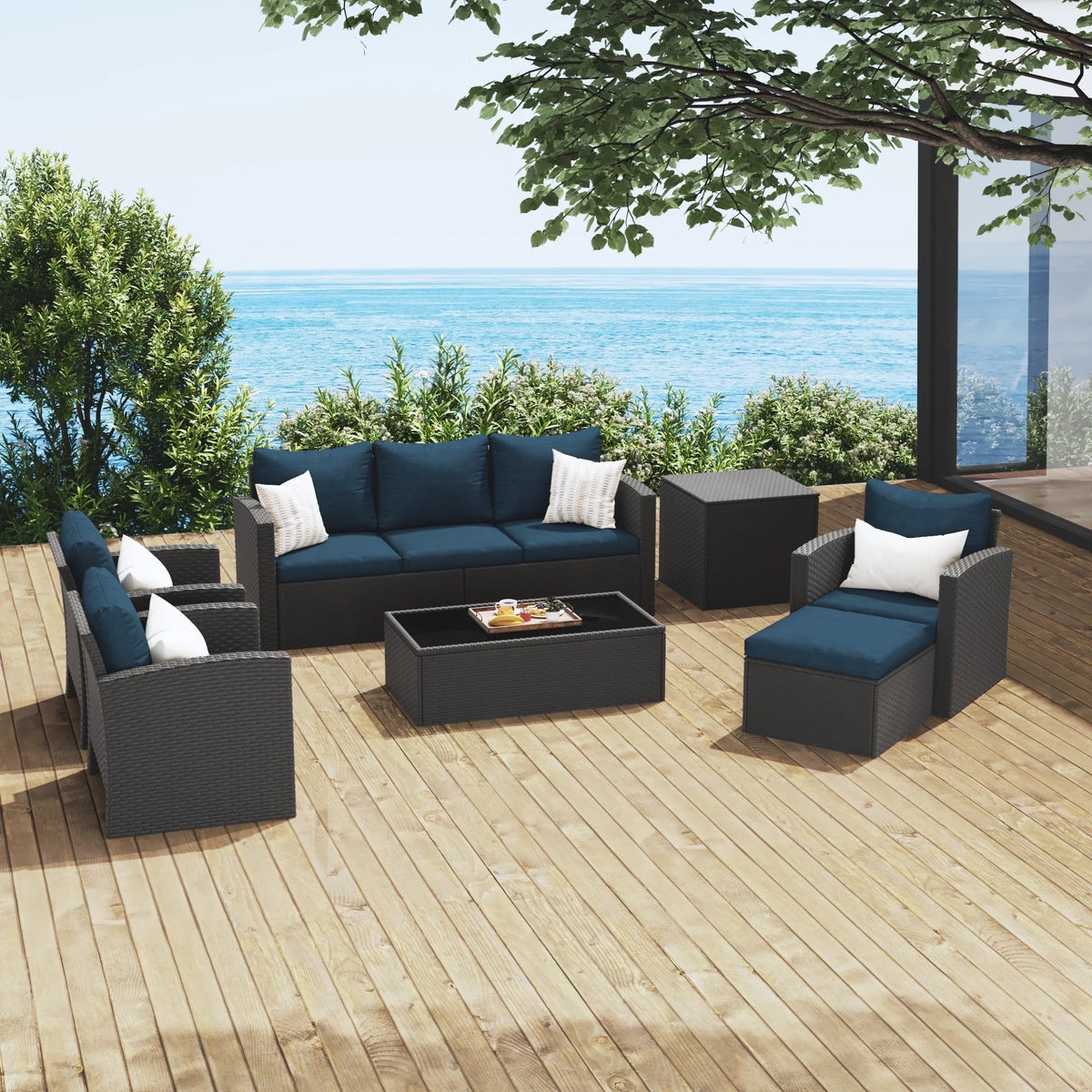 10 Pieces All Weather PE Wicker Rattan Outdoor Sectional Sofa R667