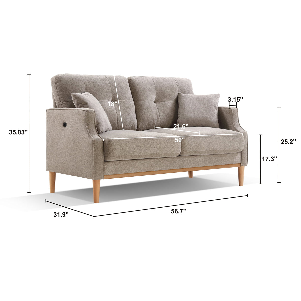 2 Seater Waterproof Fabric Loveseat Sofa J43436