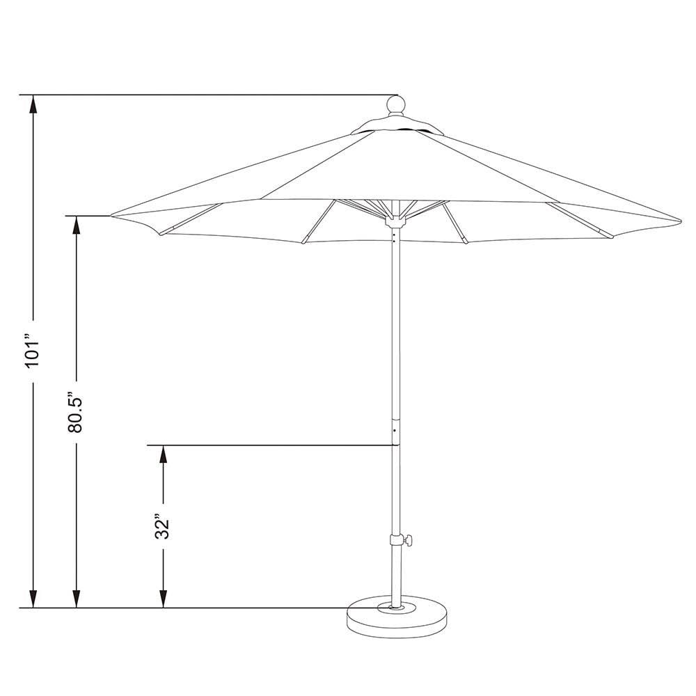 9' Fiberglass Market Umbrella Pulley Open Bronze O58453
