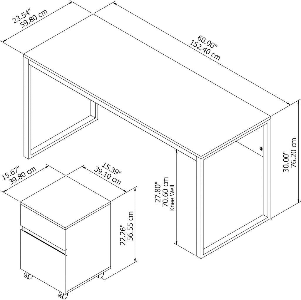 Rustic Brown Desk and Cabinet A597
