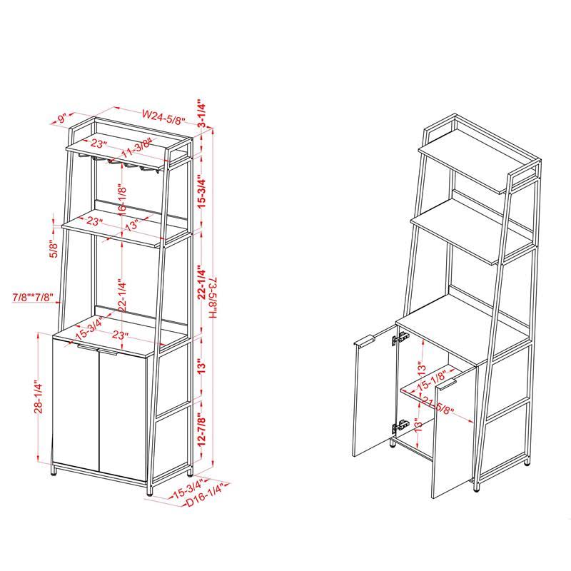Rustic Wood 4-Shelf Bookcase W44263