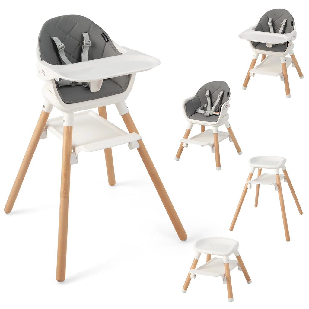 Convertible Wooden Baby Highchair with Removable Tray X22794
