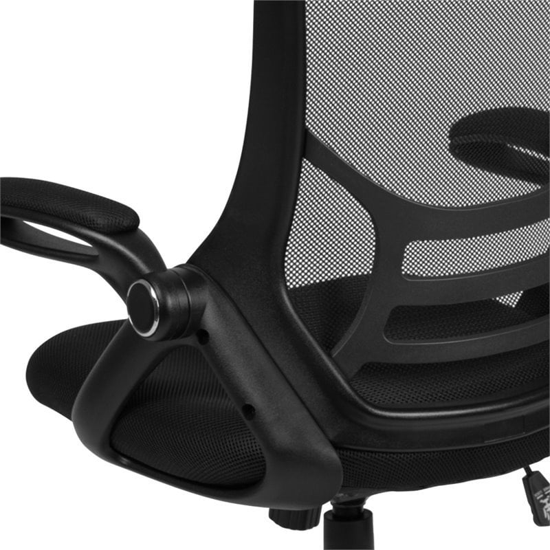 Black Mesh Ergonomic Swivel Office Chair with Flip-up Arms P75643