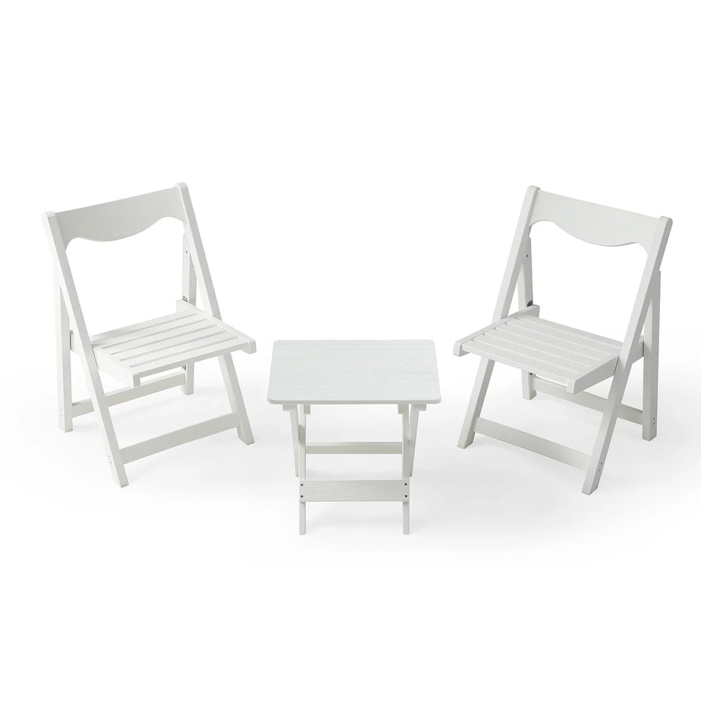 Foldable Small Table and Chair Set with 2 Chairs White I5516