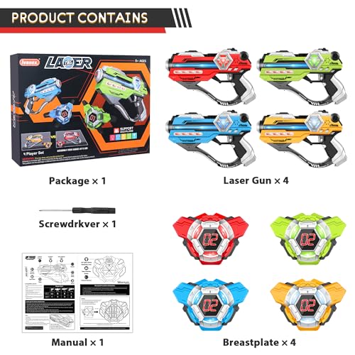 Set of 4 Laser Tag with Digital LED Score Display Vests W50013