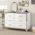 White High Gloss 6 Drawer Dresser with Metal Handle Q12213