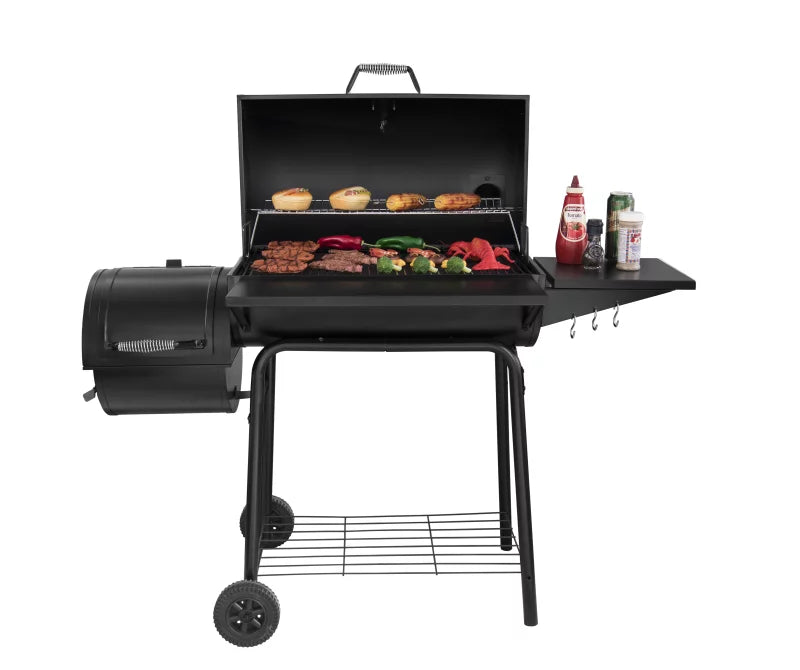 30" Charcoal Grill with Offset Smoker and Cover O555936