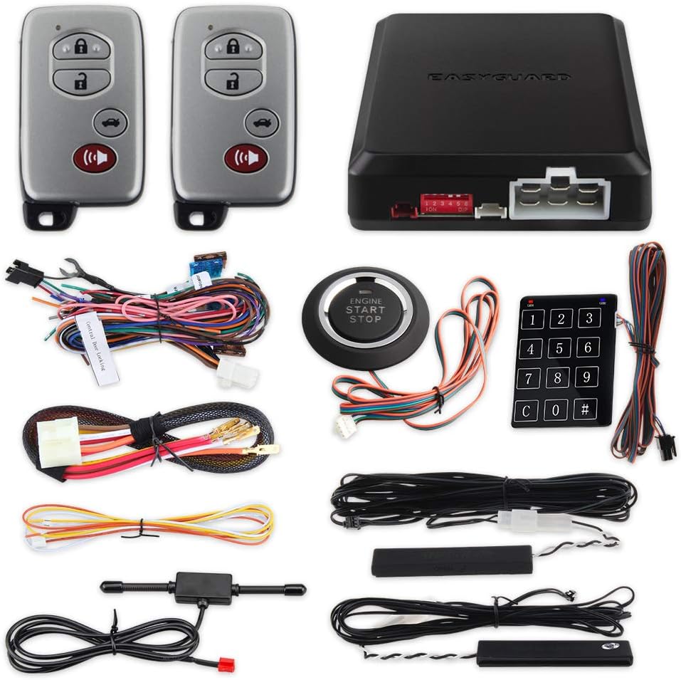 Smart Key PKE Car Alarm System Push Start Stop Button Keyless Go DC12V E59082
