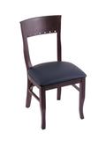 Dark Cherry Finish Dark Blue Seat Chair W672