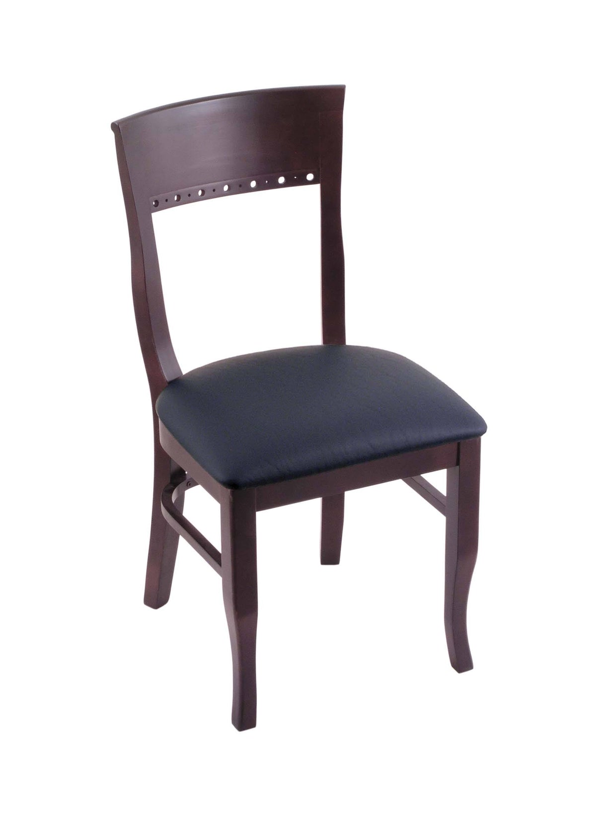Dark Cherry Finish Dark Blue Seat Chair W672
