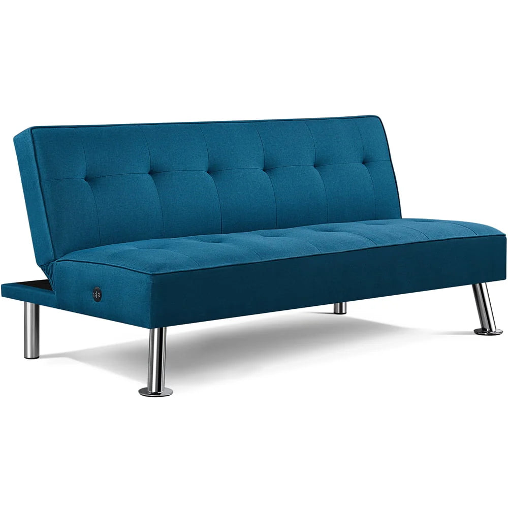 Blue Fabric Convertible Futon K3848