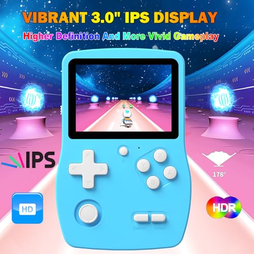 Blue Handheld Games with 3.0" IPS Screen and Rechargeable Battery L2462
