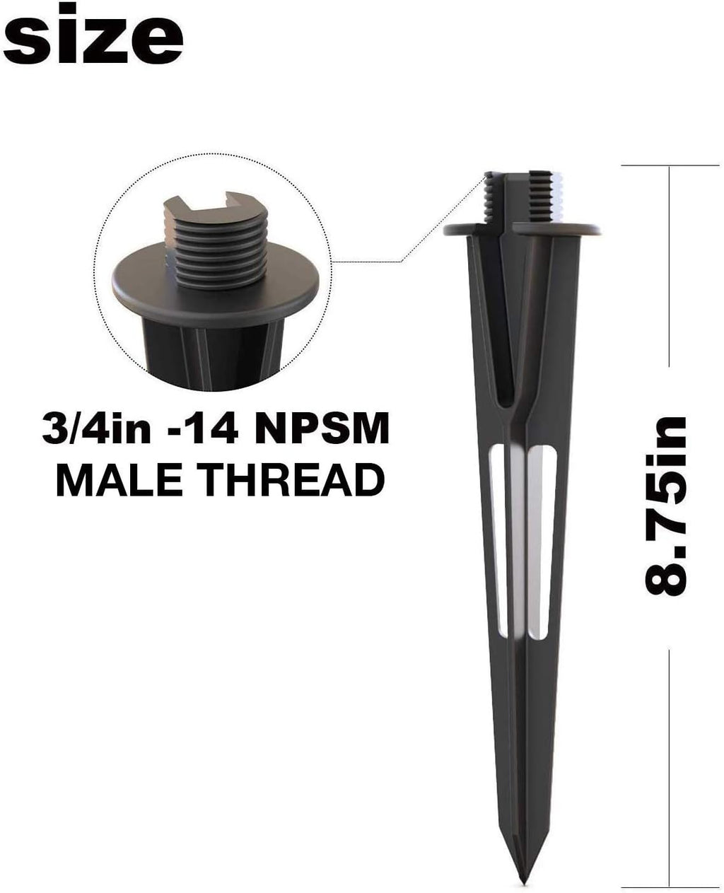 Metal Ground Spike Stake Replacement 3/4 IN-14 NPSM Male Thread B853028