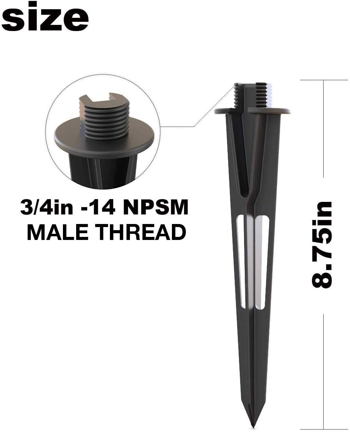 Metal Ground Spike Stake Replacement 3/4 IN-14 NPSM Male Thread B853028