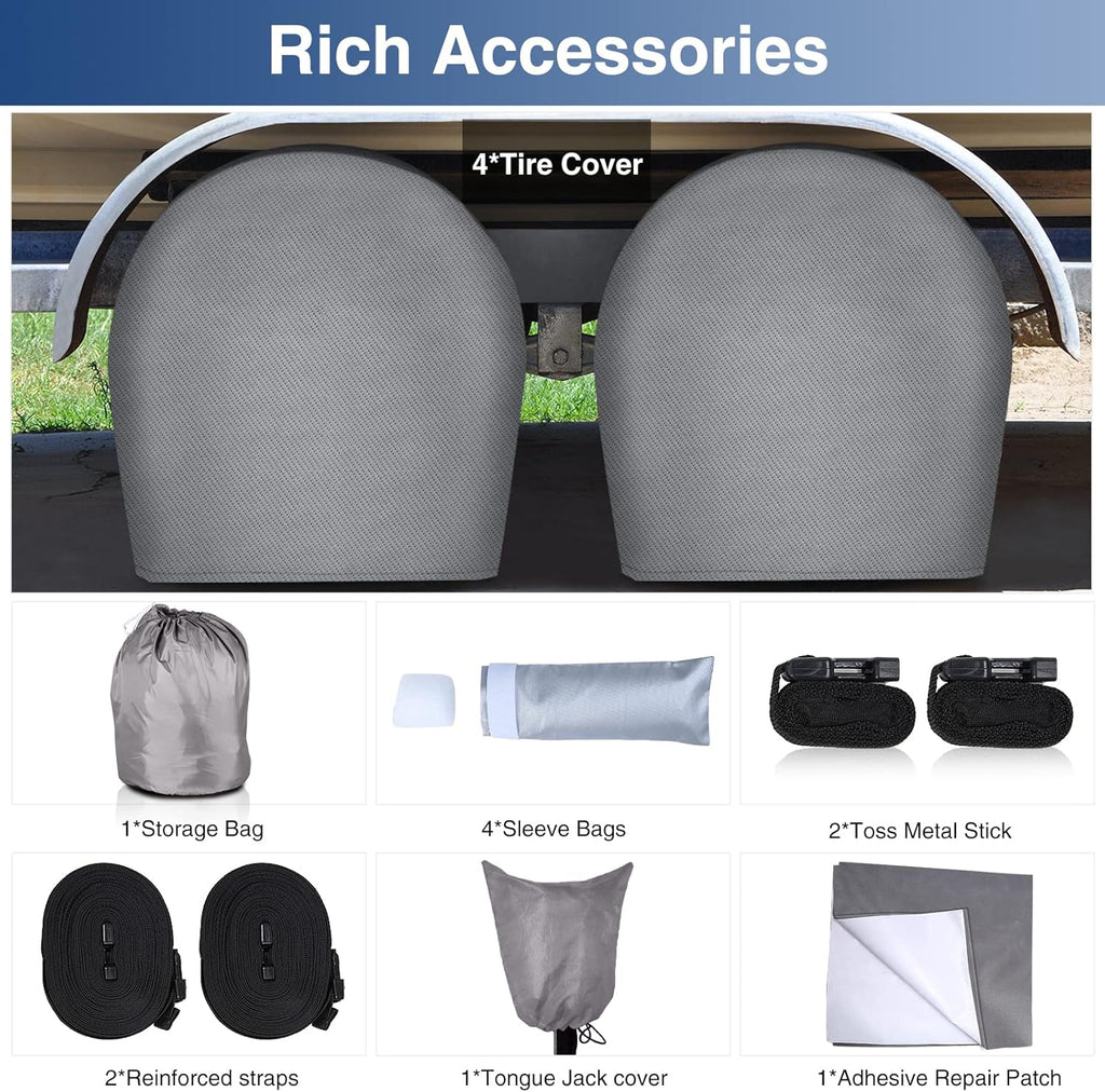 Waterproof 500D Travel Trailer Cover with 4 Tire Covers E63218