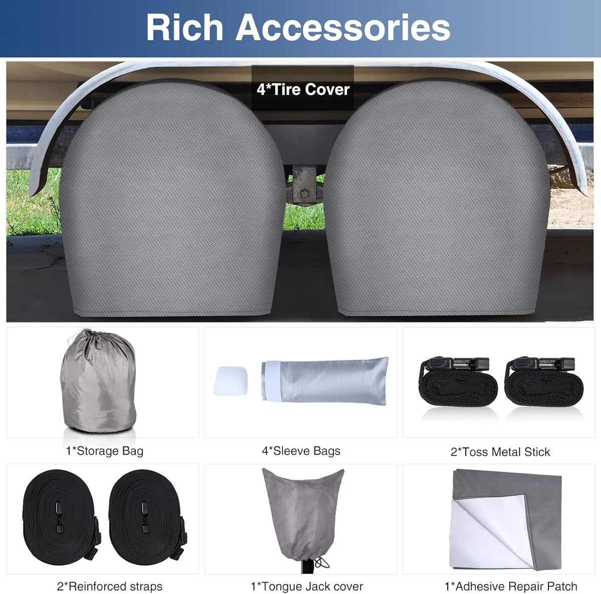 Waterproof 500D Travel Trailer Cover with 4 Tire Covers E63218