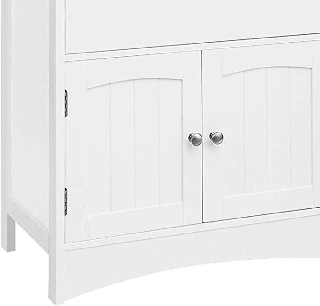 White Wooden Bathroom Cabinet with 2 Shelves F3560